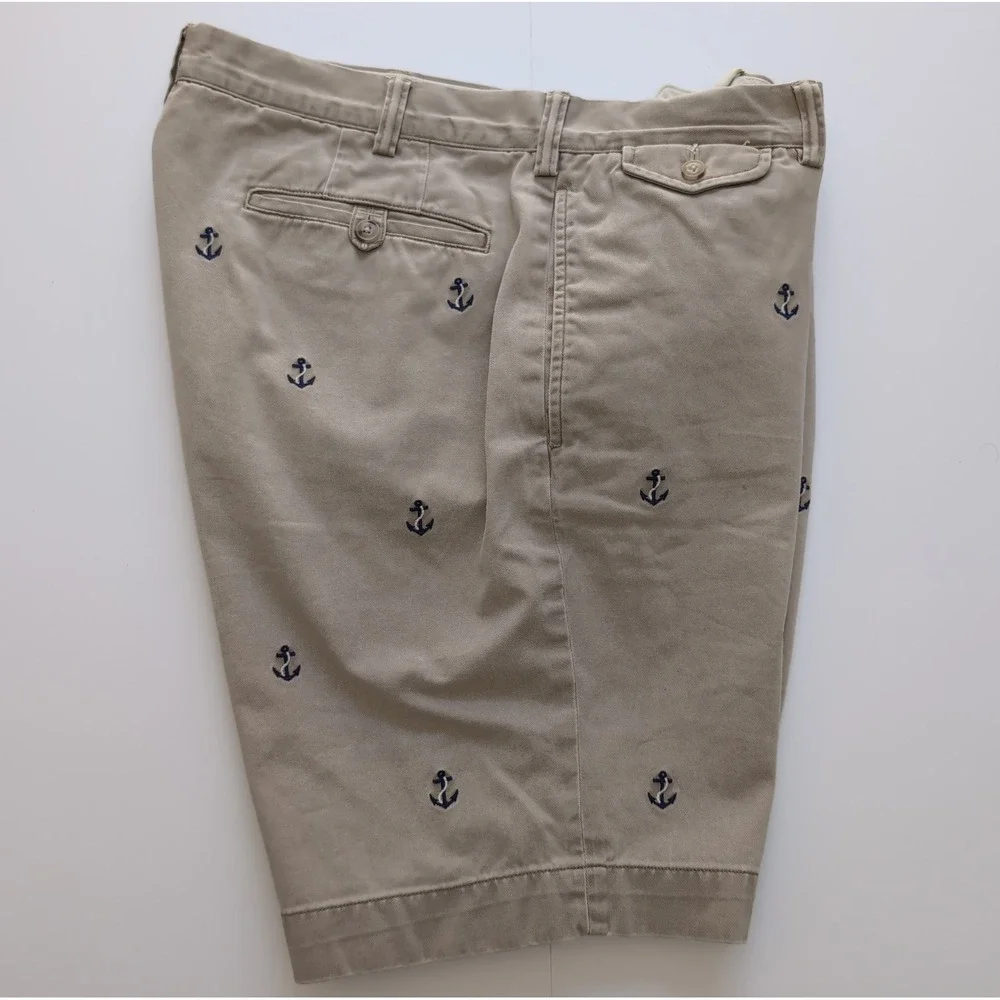 Polo Ralph Lauren Bedford Chino Shorts Mens 36 Classic Fit Khaki Anchors Preppy